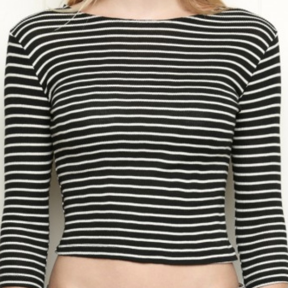Brandy Melville Tops Black White Striped Cropped Top Poshmark